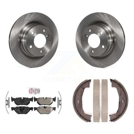 Rear Disc Rotors Semi-Metallic Pads And Parking Brake Shoes Kit For BMW 323i 328i 325i K8A-108472