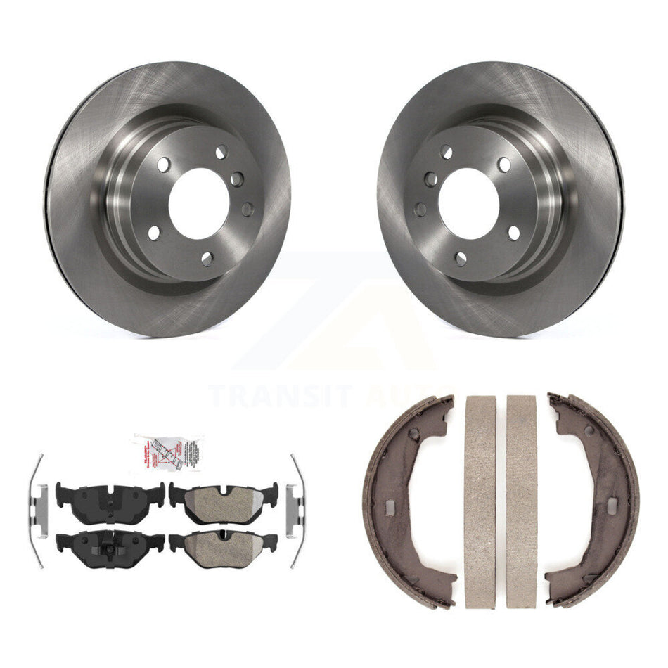 Rear Disc Rotors Semi-Metallic Pads And Parking Brake Shoes Kit For BMW 323i 328i 325i K8A-108472
