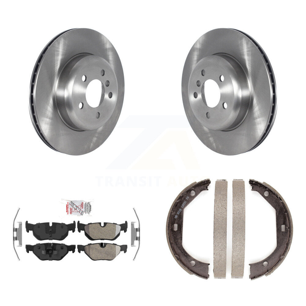 Rear Disc Rotors Semi-Metallic Pads And Parking Brake Shoes Kit For BMW 328i xDrive K8A-108475