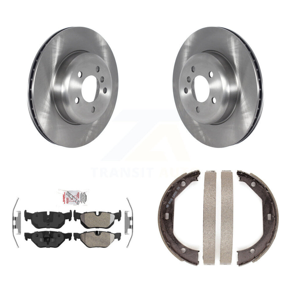 Rear Disc Rotors Semi-Metallic Pads And Parking Brake Shoes Kit For BMW 328i xDrive K8A-108475