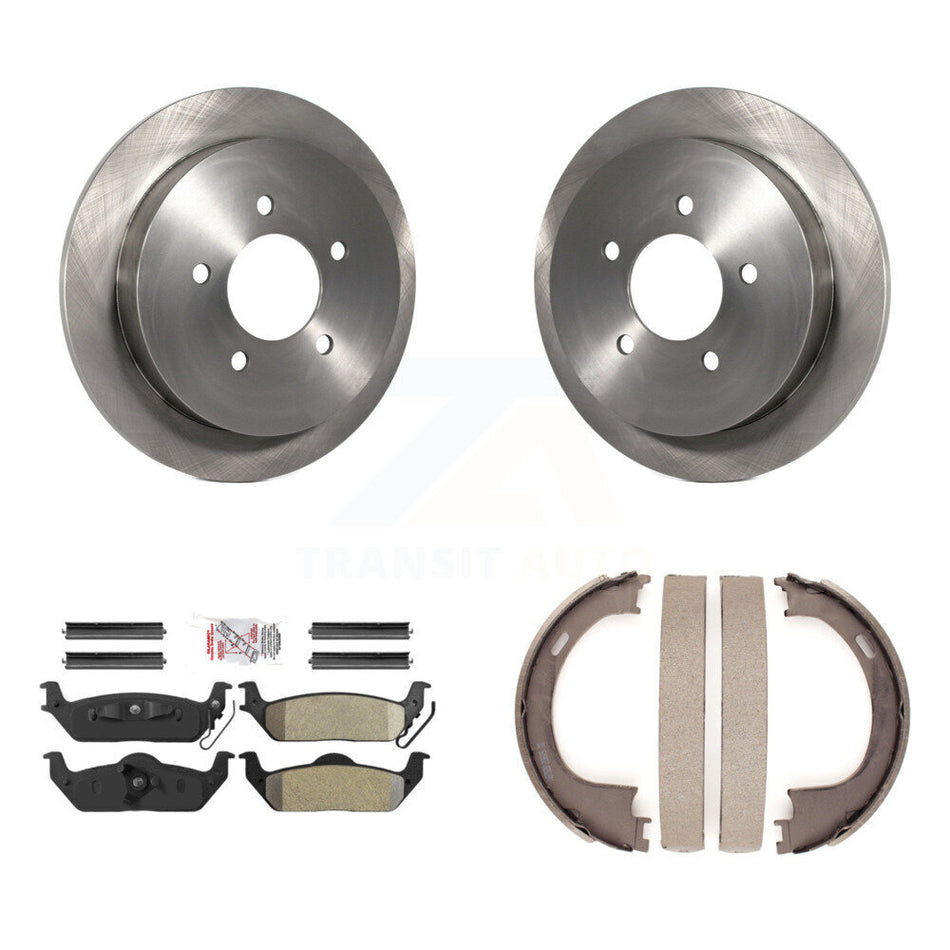 Rear Disc Rotors Semi-Metallic Pads And Parking Brake Shoes Kit For Ford F-150 K8A-108489