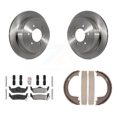 Rear Disc Rotors Semi-Metallic Pads And Parking Shoes Kit For Ford F-150 Lincoln Mark LT K8A-108491