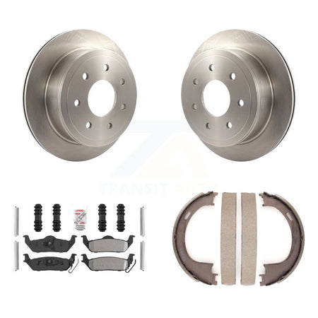 Rear Disc Rotors Semi-Metallic Pads And Parking Shoes Kit For Ford F-150 Lincoln Mark LT K8A-108492