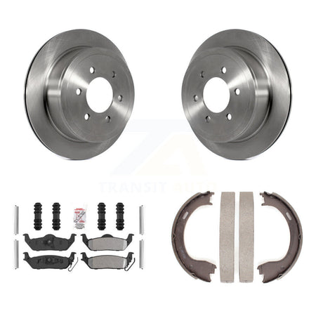 Rear Disc Rotors Semi-Metallic Pads & Parking Shoes Kit For Ford F-150 With 6 Lug Wheels K8A-108497
