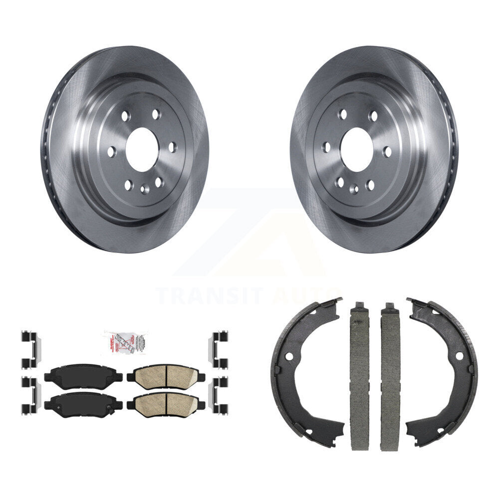 Rear Disc Rotors Ceramic Pads And Parking Brake Shoes Kit For 2010-2016 Cadillac SRX K8A-108518