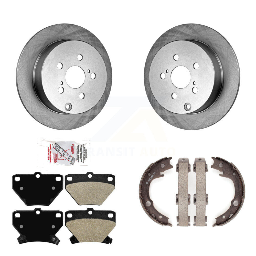 Rear Disc Rotors Semi-Metallic Pads & Parking Shoes Kit For Toyota Matrix Corolla Pontiac K8A-108537