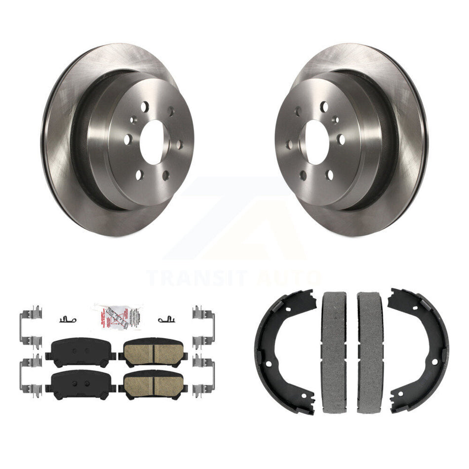 Rear Disc Rotors Ceramic Pads & Parking Brake Shoes Kit For Chevrolet Colorado GMC Canyon K8A-108538