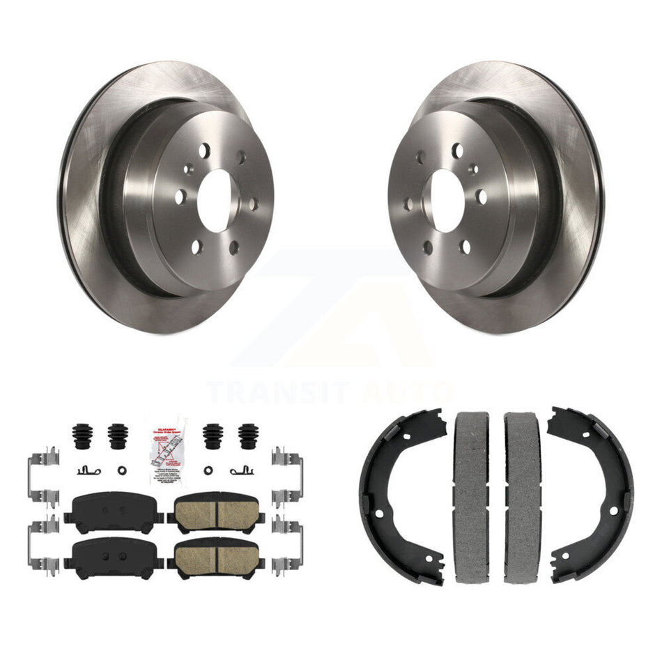 Rear Disc Rotors Ceramic Pads & Parking Brake Shoes Kit For Chevrolet Colorado GMC Canyon K8A-108539