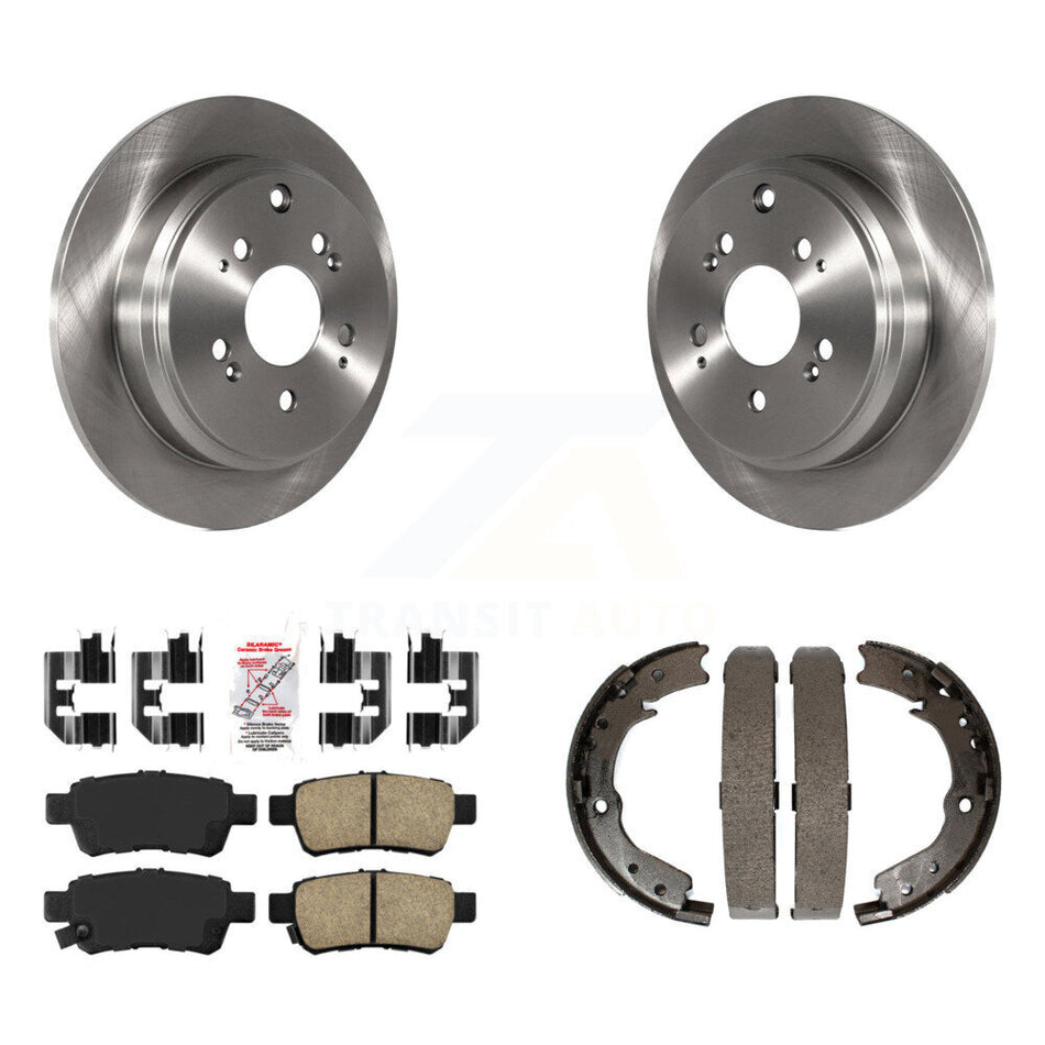 Rear Disc Rotors Ceramic Pads And Parking Brake Shoes Kit For 2005-2010 Honda Odyssey K8A-108542