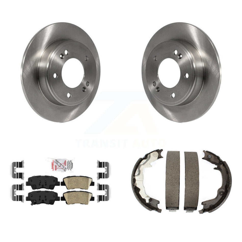Rear Disc Rotors Ceramic Pads And Parking Brake Shoes Kit For 2014 Kia Forte Koup K8A-108547
