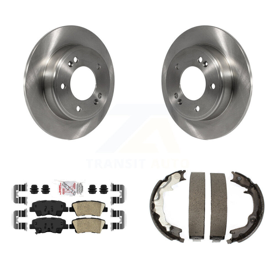 Rear Disc Rotors Ceramic Pads And Parking Brake Shoes Kit For 2014 Kia Forte Koup K8A-108548
