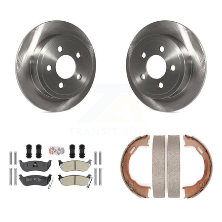 Rear Disc Rotors Semi-Metallic Pads Parking Brake Shoes Kit For Jeep Liberty Wrangler TJ K8A-108552