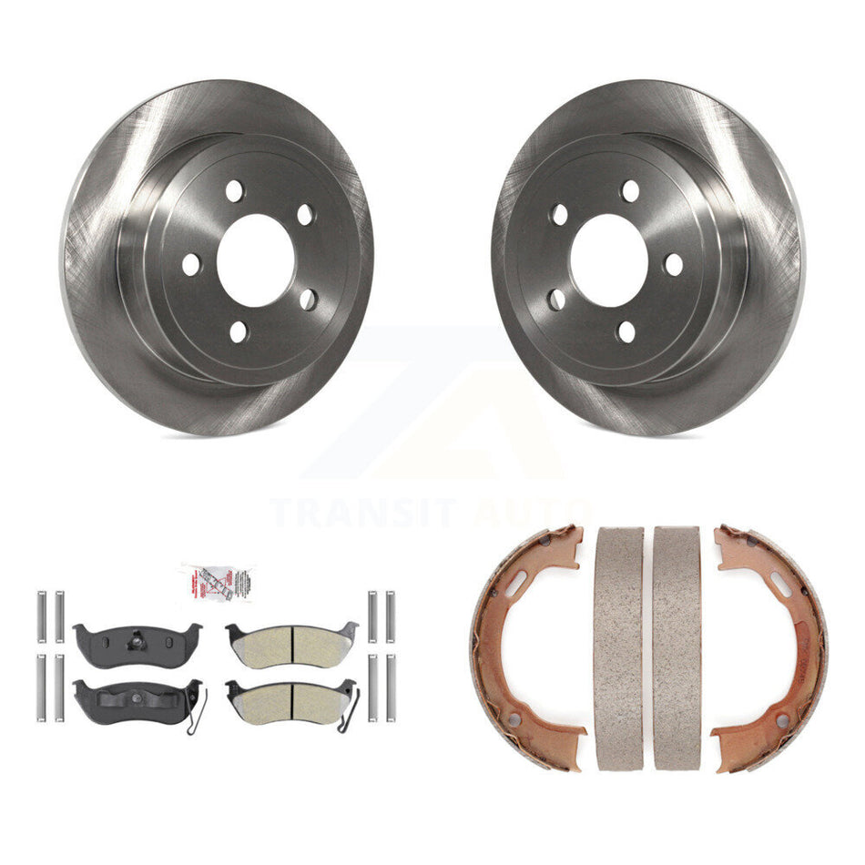 Rear Disc Rotors Semi-Metallic Pads Parking Brake Shoes Kit For Jeep Liberty Wrangler TJ K8A-108553