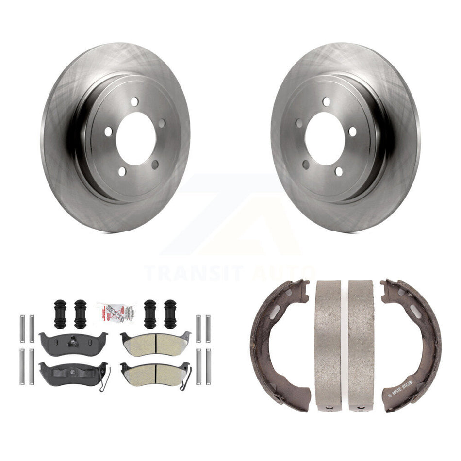 Rear Disc Rotors Semi-Metallic Pads Parking Brake Shoes Kit For Ford Explorer Sport Trac K8A-108554