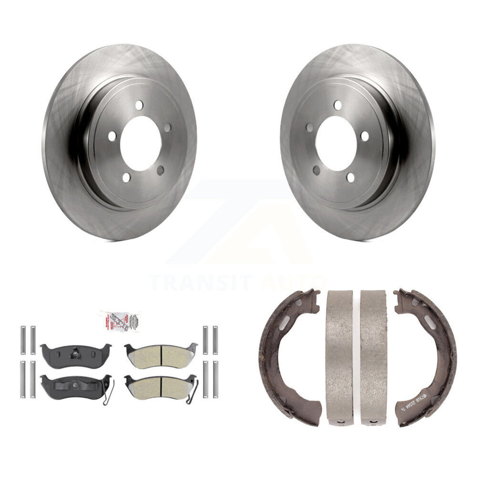 Rear Disc Rotors Semi-Metallic Pads Parking Brake Shoes Kit For Ford Explorer Sport Trac K8A-108555