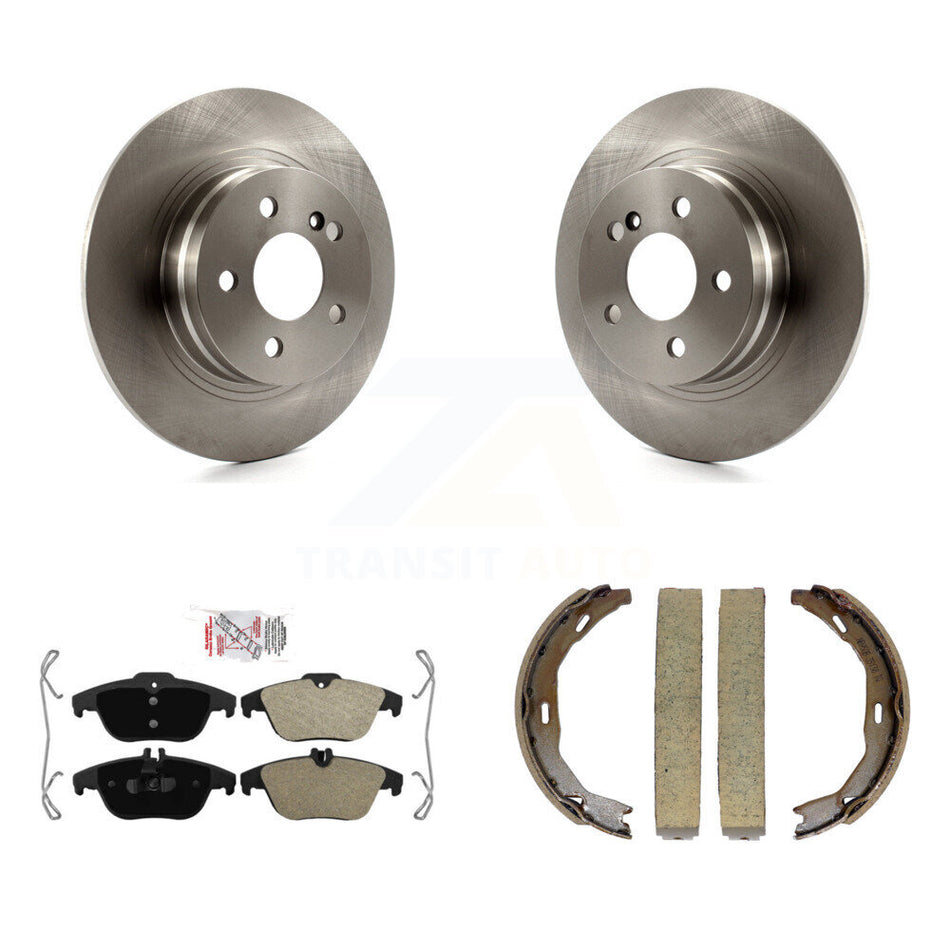 Rear Disc Rotors Semi-Metallic Pads & Parking Shoes Kit For Mercedes-Benz C300 C250 C230 K8A-108561