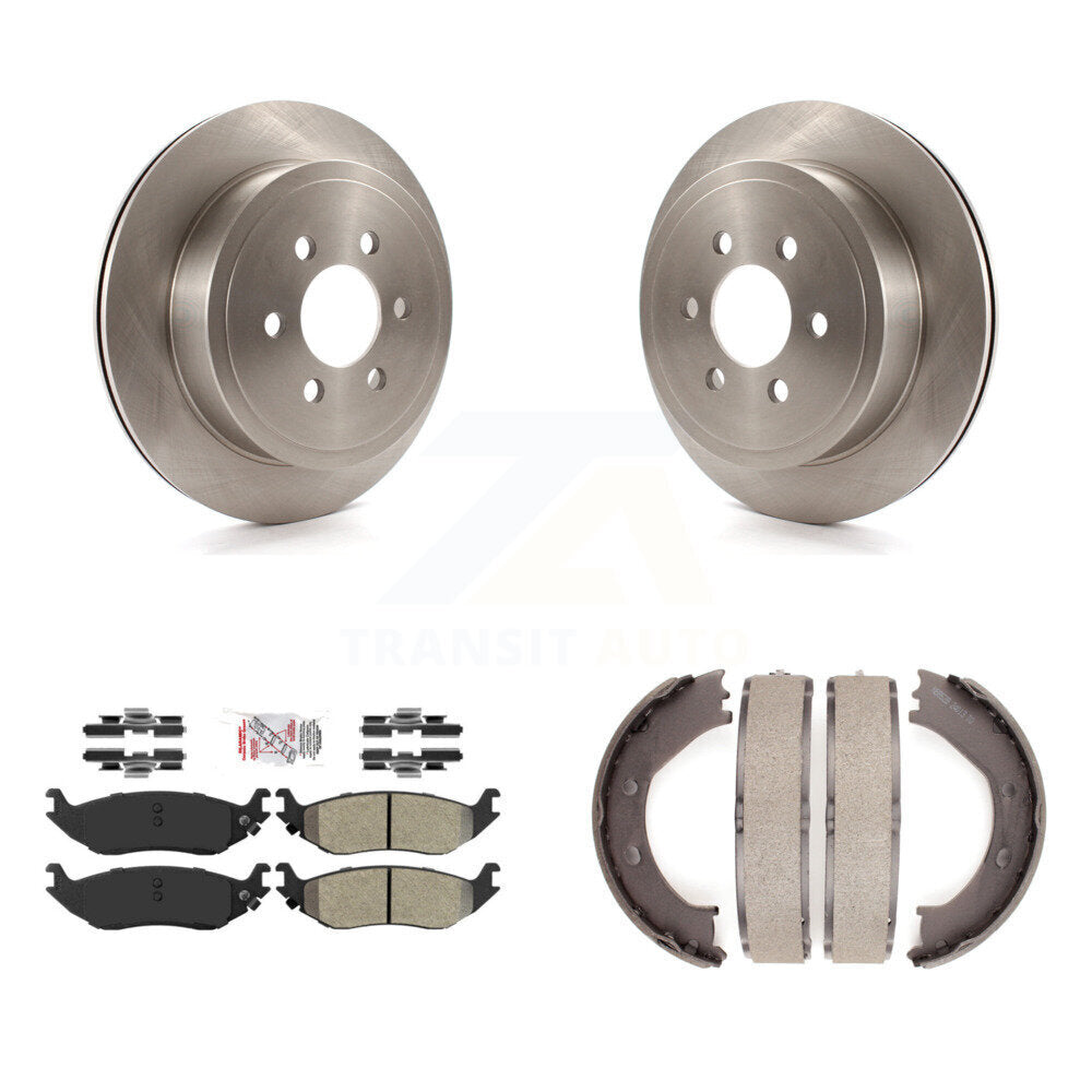 Rear Disc Rotors Semi-Metallic Pads And Parking Brake Shoes Kit For 2003 Dodge Durango K8A-108565