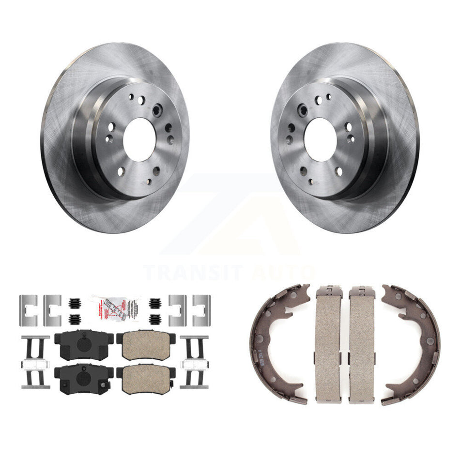 Rear Disc Rotors Ceramic Pads And Parking Brake Shoes Kit For Acura TL Honda Element K8A-108566
