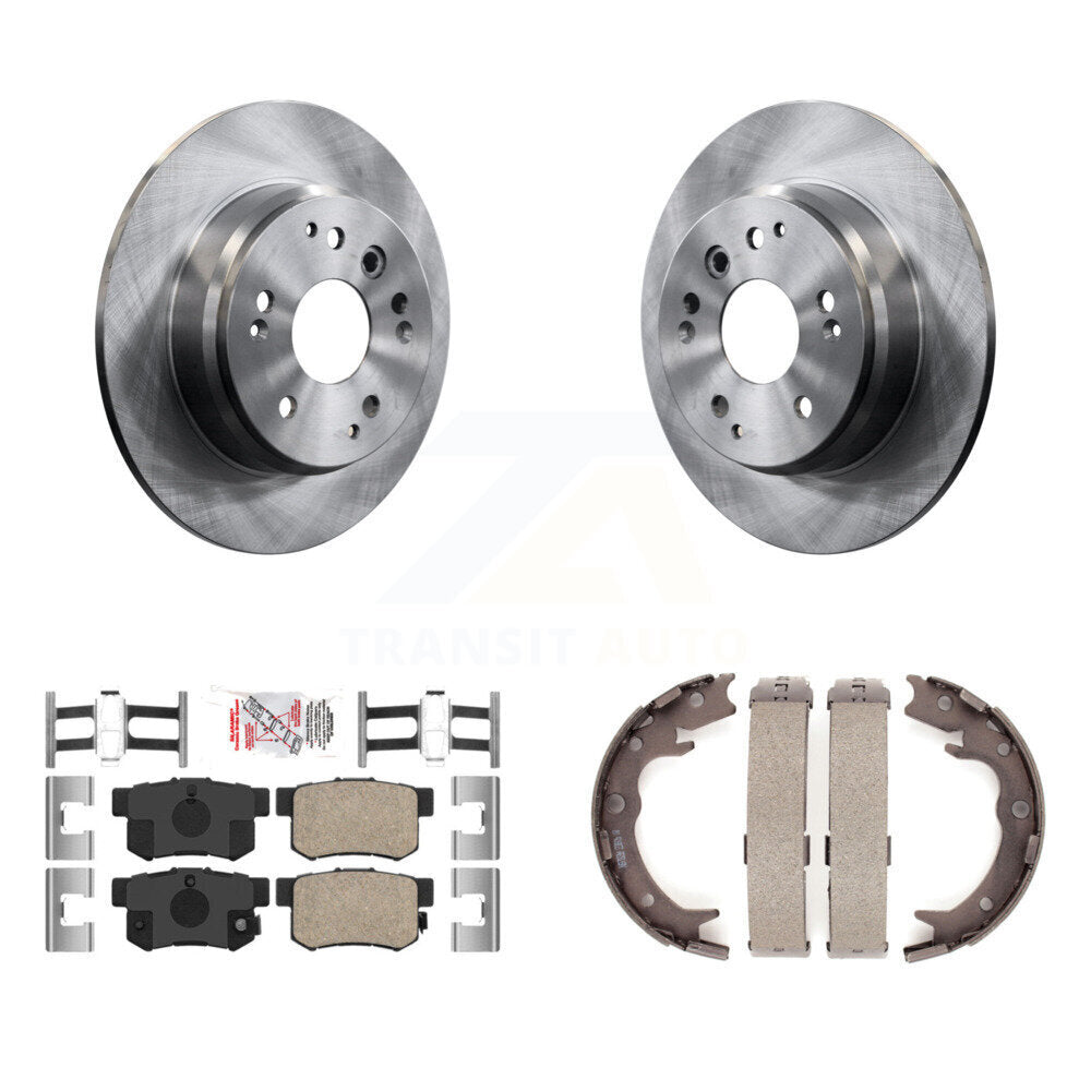 Rear Disc Rotors Ceramic Pads And Parking Brake Shoes Kit For Acura TL Honda Element K8A-108567