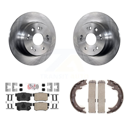 Rear Disc Rotors Ceramic Pads And Parking Brake Shoes Kit For 2002-2004 Honda CR-V K8A-108568