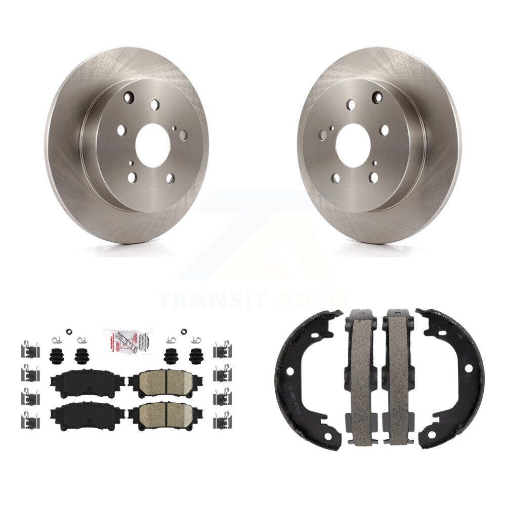 Rear Disc Rotors Ceramic Pads And Parking Brake Shoes Kit For Toyota Prius V Mirai K8A-108572