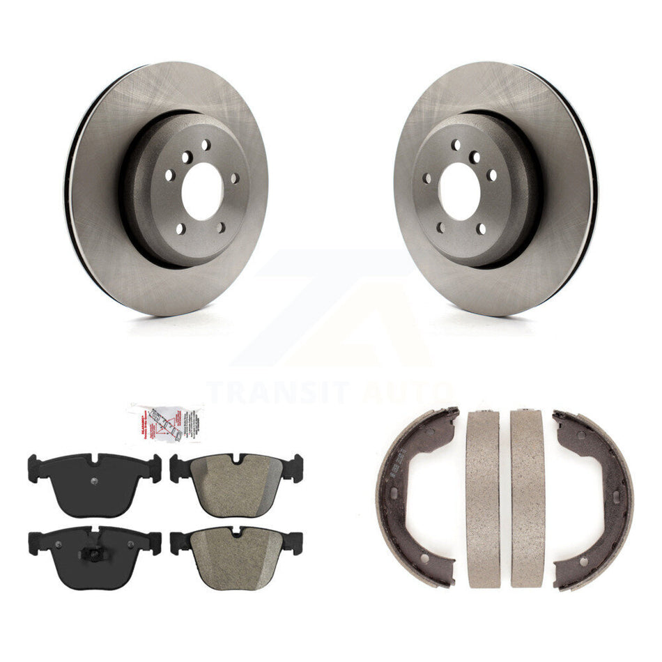 Rear Disc Rotors Semi-Metallic Pads & Parking Shoes Kit For BMW 650i 645Ci 550i 545i 535i K8A-108581