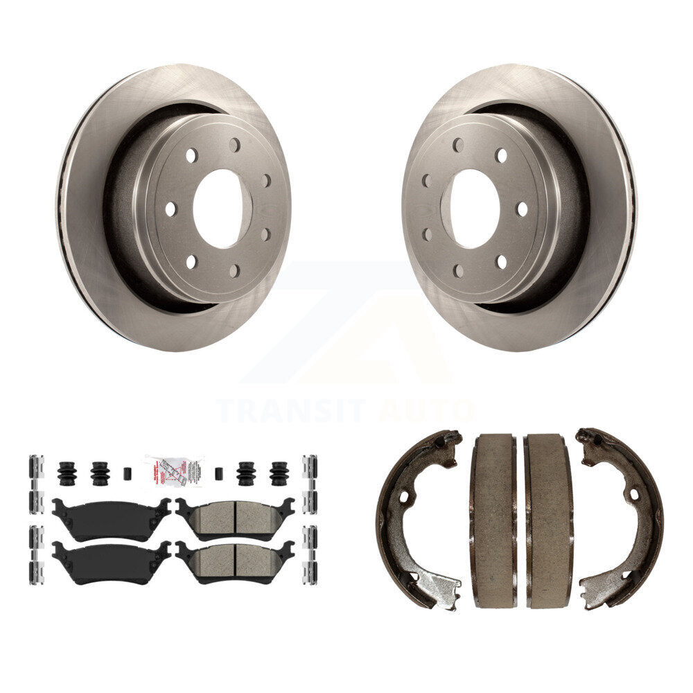 Rear Disc Rotors Semi-Metallic Pads & Parking Shoes Kit For Ford F-150 With 7 Lug Wheels K8A-108587