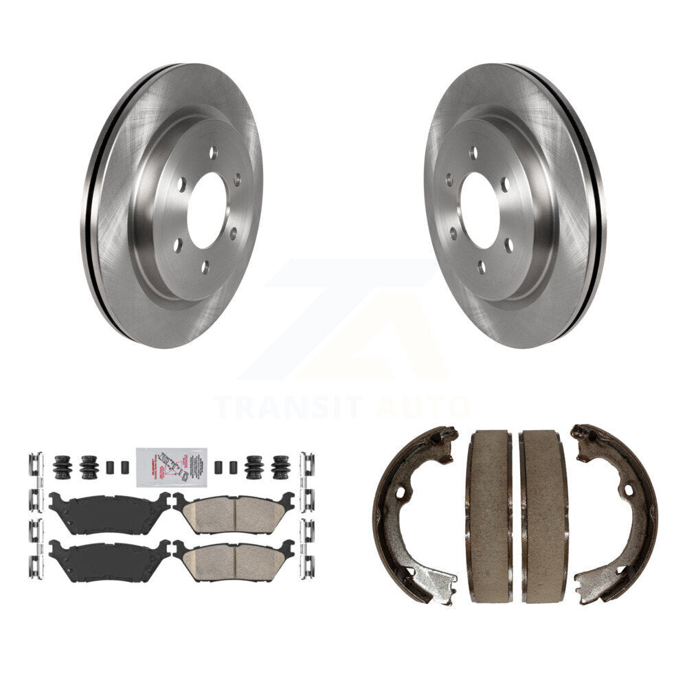 Rear Disc Rotors Ceramic Pads And Parking Brake Shoes Kit For Ford F-150 K8A-108592