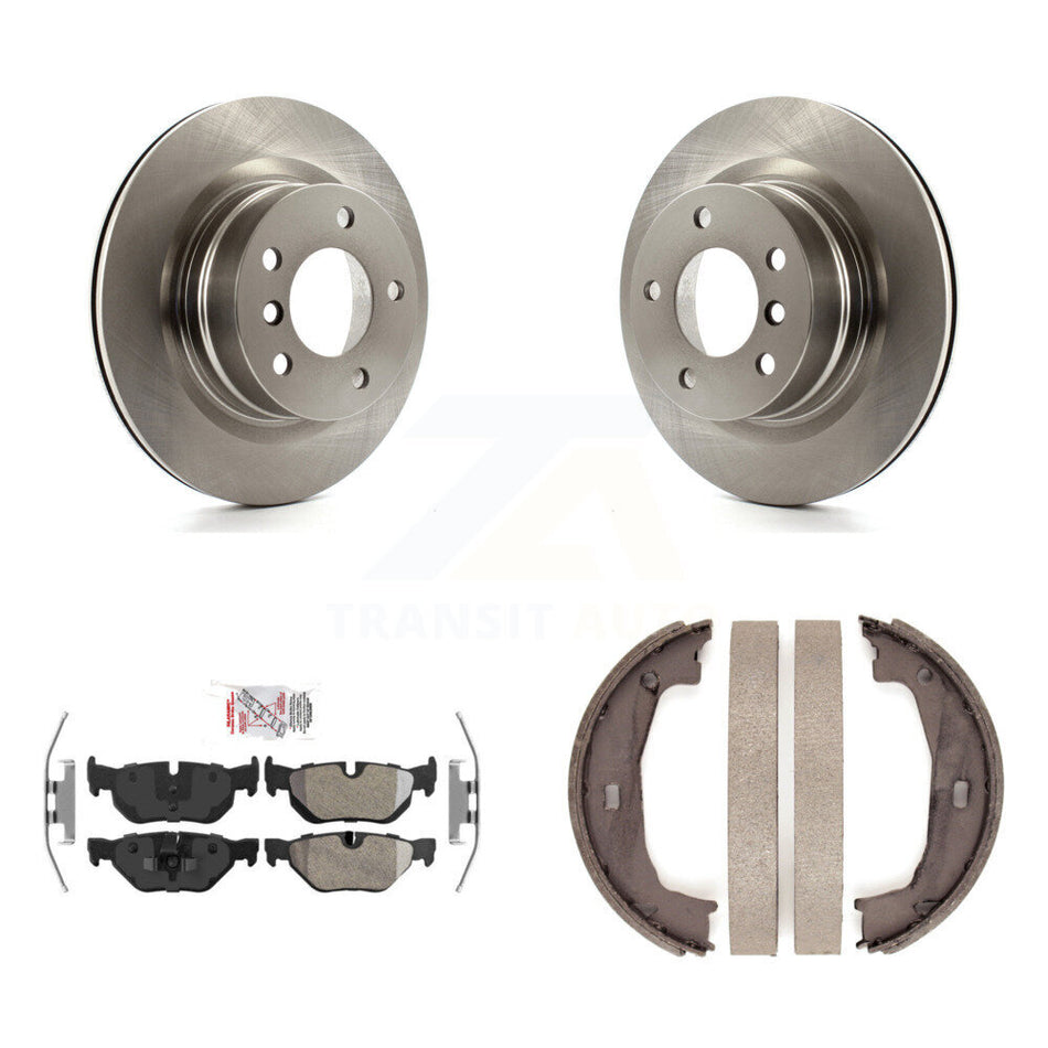 Rear Disc Rotors Semi-Metallic Pads And Parking Brake Shoes Kit For 2008-2013 BMW 128i K8A-108593