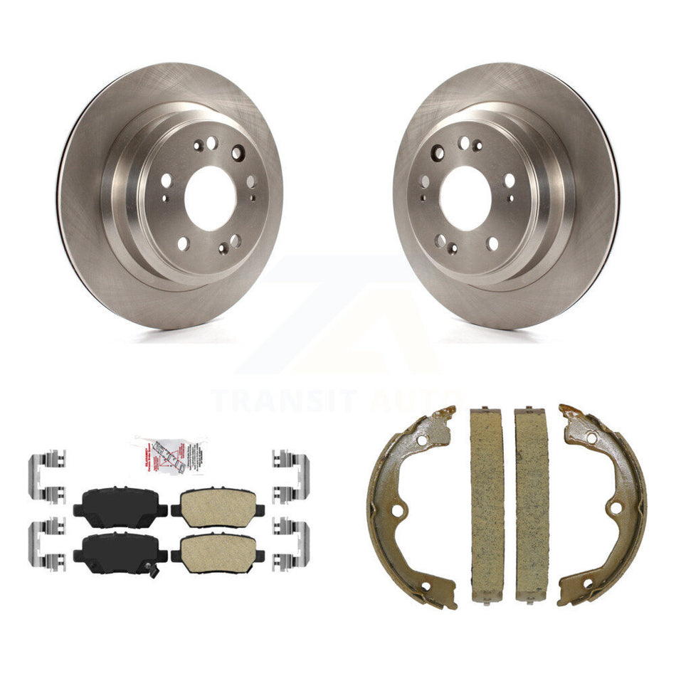 Rear Disc Rotors Ceramic Pads And Parking Brake Shoes Kit For 2005-2012 Acura RL K8A-108596