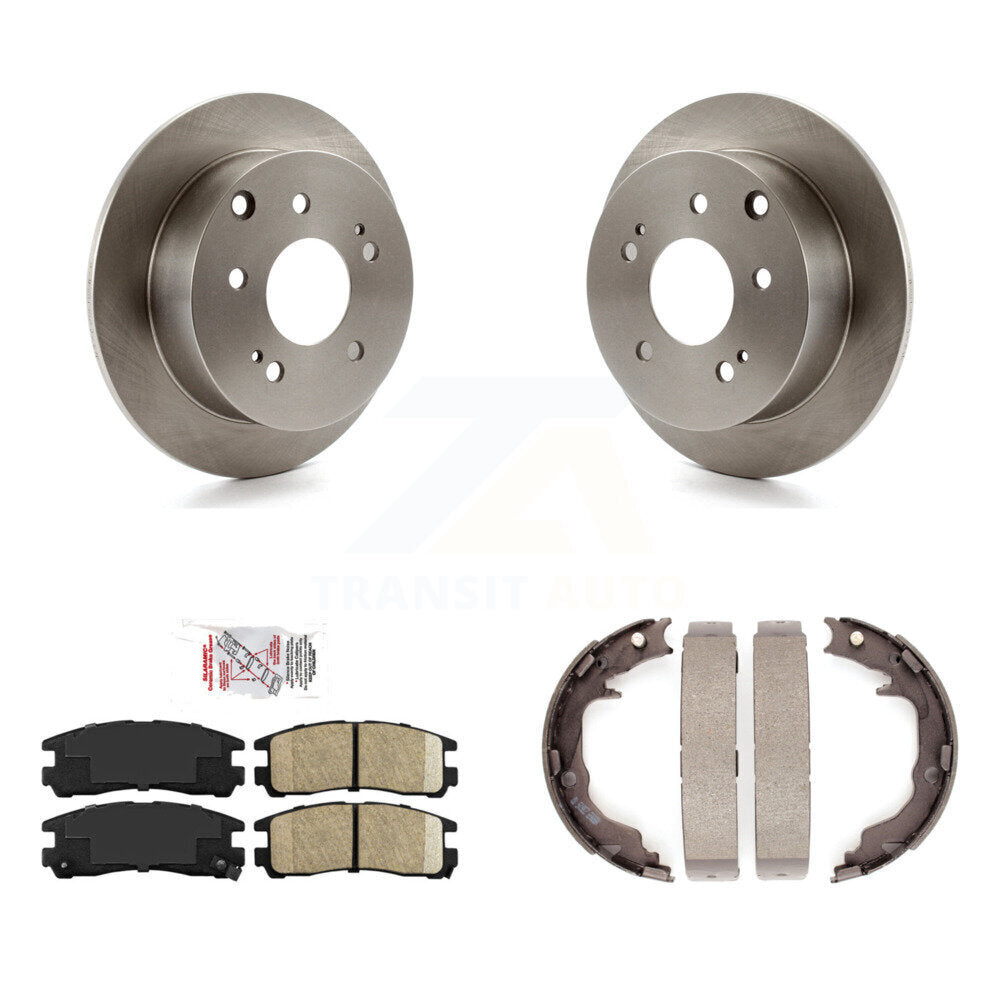 Rear Disc Rotors Ceramic Pads And Parking Brake Shoes Kit For Mitsubishi Eclipse Galant K8A-108602