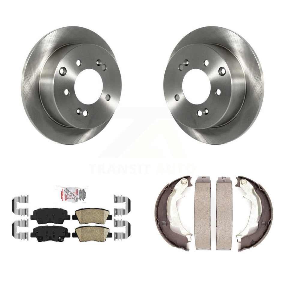 Rear Disc Rotors Ceramic Pads And Parking Brake Shoes Kit For 2010-2013 Kia Soul K8A-108608