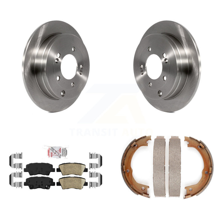 Rear Disc Rotors Ceramic Pads And Parking Brake Shoes Kit For 2007-2009 Kia Amanti K8A-108610