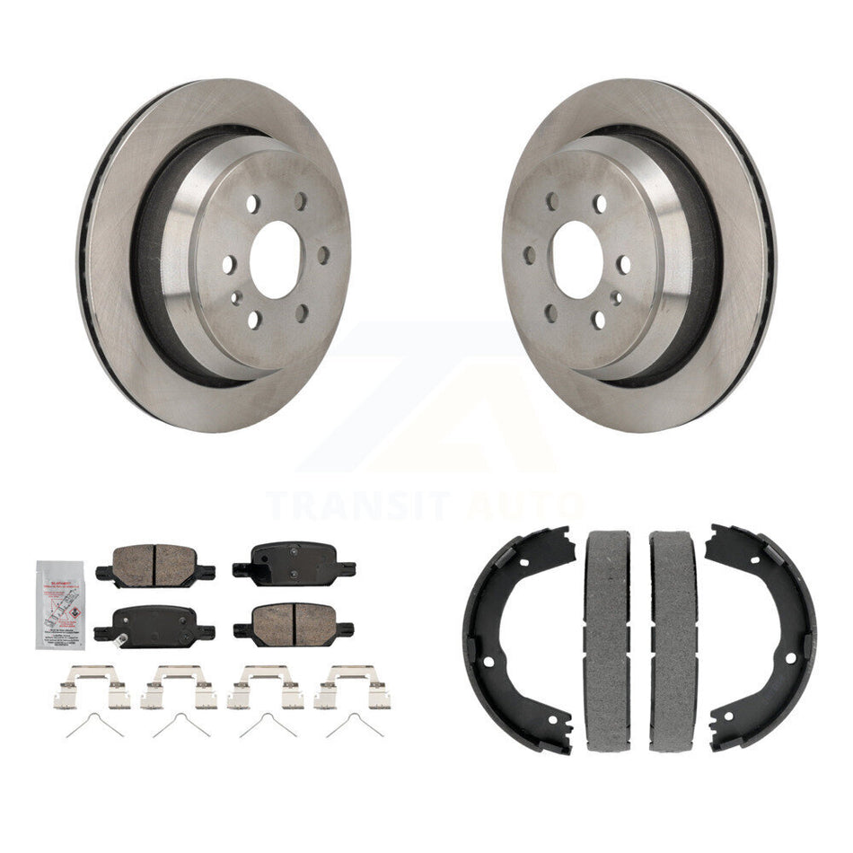 Rear Disc Rotors Ceramic Pads & Parking Brake Shoes Kit For Chevrolet Colorado GMC Canyon K8A-108618