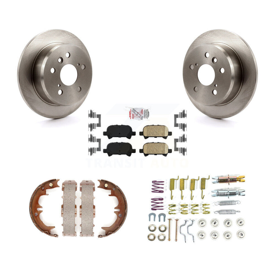 Rear Disc Rotors Ceramic Pads Parking Shoes & Hardware Kit For Toyota Camry Solara Avalon K8A-108629