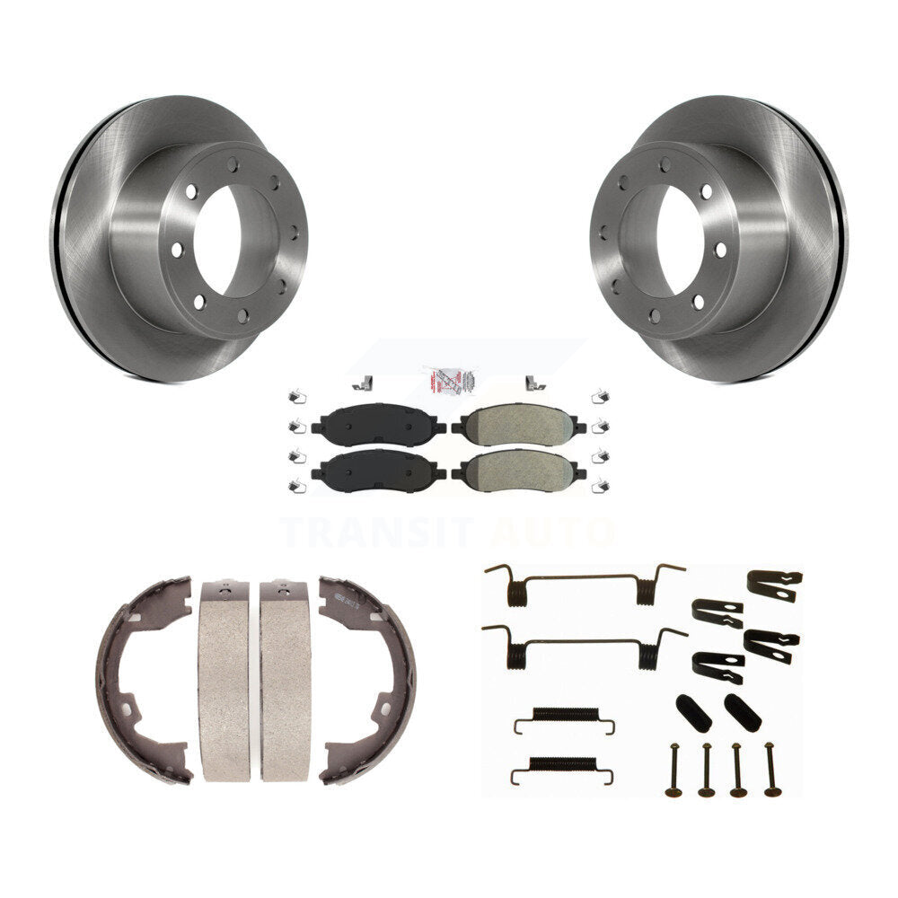 Rear Disc Rotors Semi-Metallic Pads Parking Shoes Hardware Kit For Ford F-350 Super Duty K8A-108636