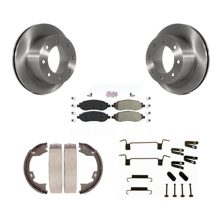 Rear Disc Rotors Semi-Metallic Pads Parking Shoes Hardware Kit For Ford F-350 Super Duty K8A-108636