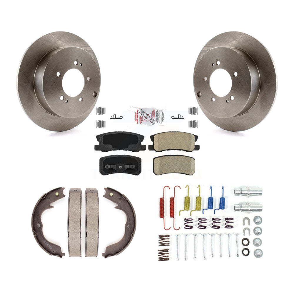 Rear Disc Rotors Ceramic Pads Parking Shoes Hardware Kit For Mitsubishi Lancer Outlander K8A-108643
