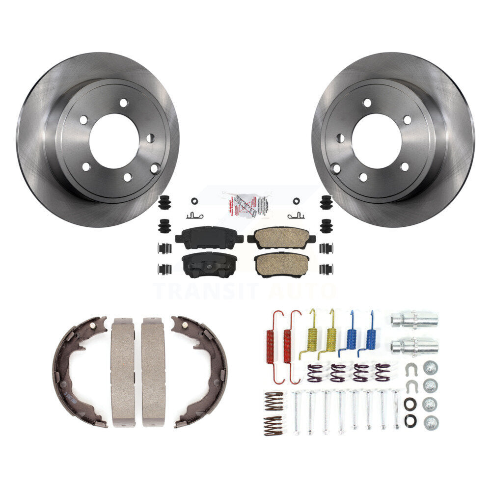 Rear Disc Rotors Ceramic Pads Parking Brake Shoes And Hardware Kit For Mitsubishi Lancer K8A-108645