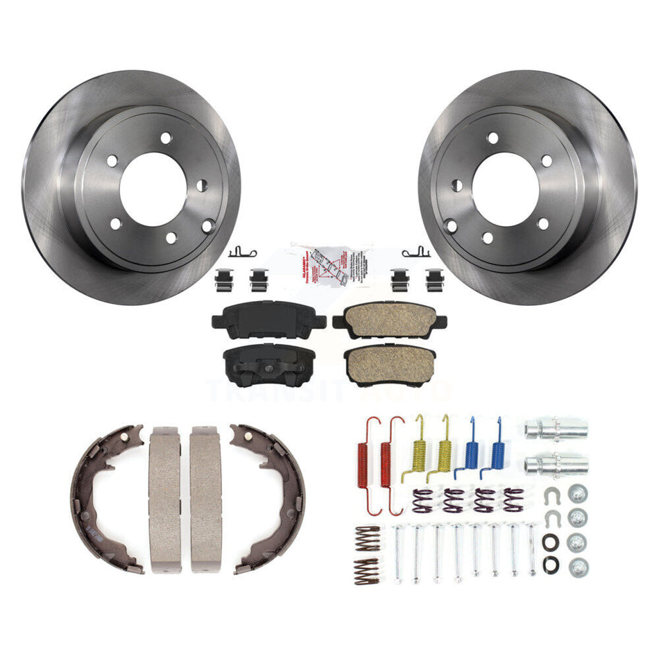 Rear Disc Rotors Ceramic Pads Parking Brake Shoes And Hardware Kit For Mitsubishi Lancer K8A-108646