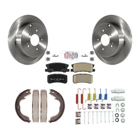 Rear Disc Rotors Ceramic Pads Parking Brake Shoes & Hardware Kit For Mitsubishi Endeavor K8A-108653