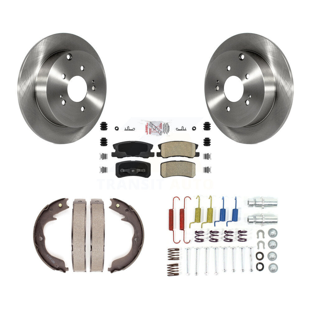 Rear Disc Rotors Ceramic Pads Parking Brake Shoes & Hardware Kit For Mitsubishi Endeavor K8A-108654