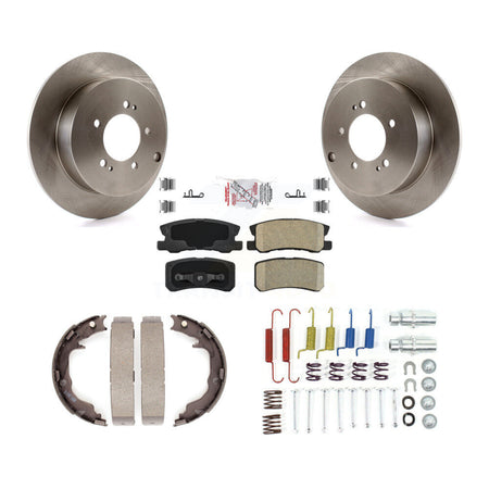Rear Disc Rotors Ceramic Pads Parking Brake Shoes & Hardware Kit For Mitsubishi Outlander K8A-108655