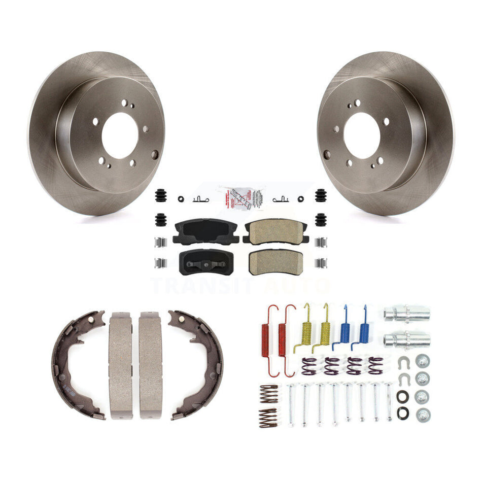 Rear Disc Rotors Ceramic Pads Parking Brake Shoes & Hardware Kit For Mitsubishi Outlander K8A-108656