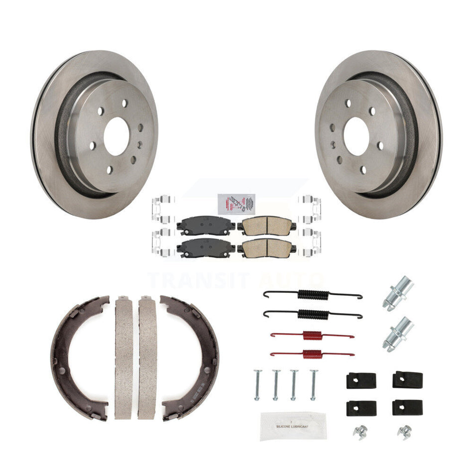 Rear Disc Rotors Ceramic Pads Parking Brake Shoes And Hardware Kit For Cadillac XTS K8A-108662