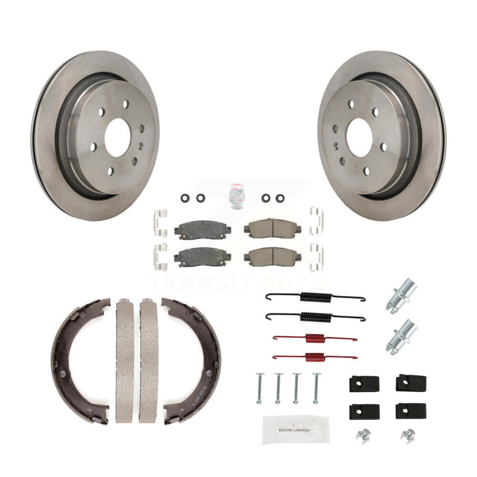 Rear Disc Rotors Ceramic Pads Parking Brake Shoes And Hardware Kit For Cadillac XTS K8A-108663