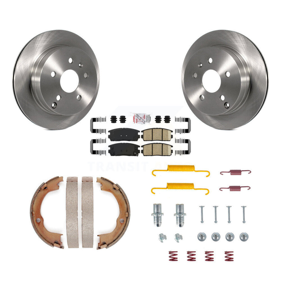 Rear Disc Rotors Ceramic Pads Parking Brake Shoes Hardware Kit For Chevrolet Equinox GMC K8A-108667