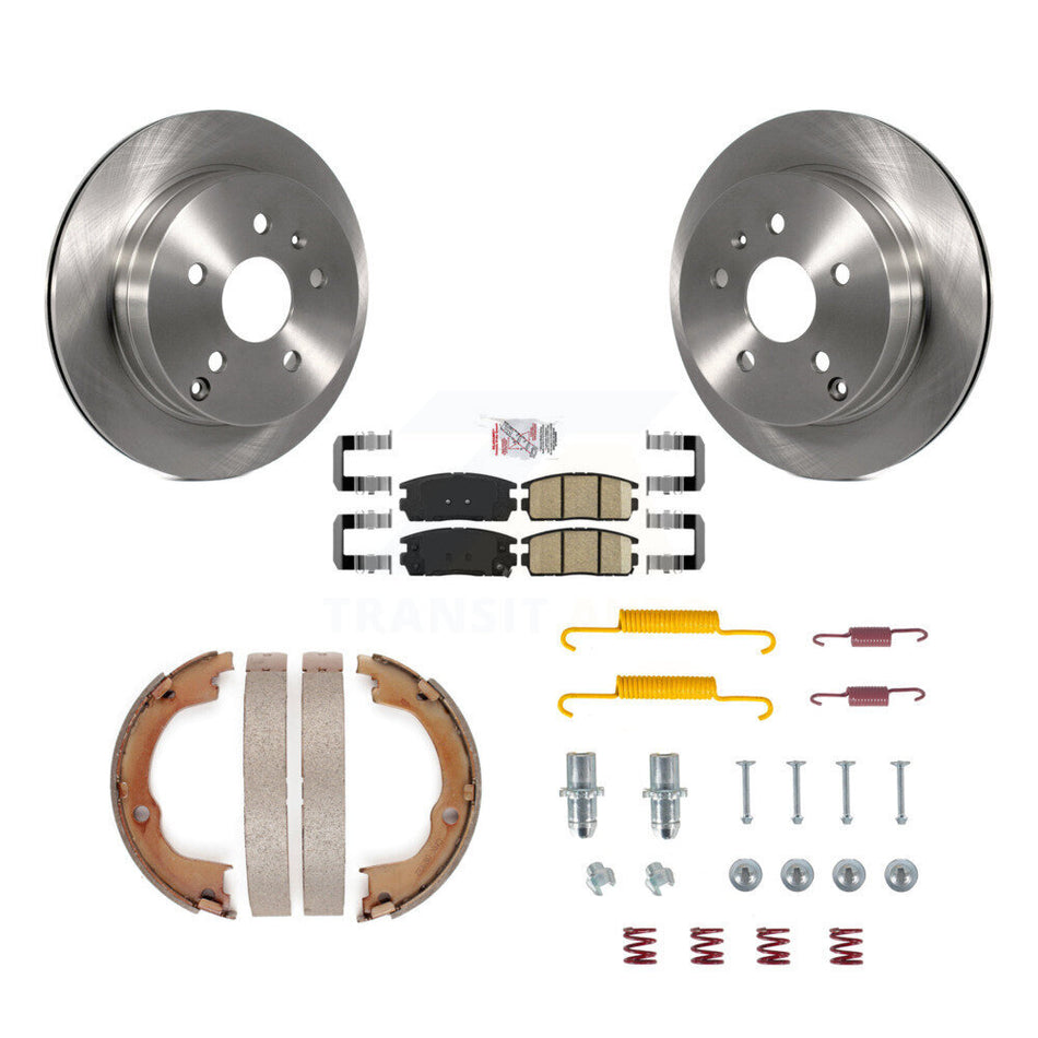 Rear Disc Rotors Ceramic Pads Parking Brake Shoes Hardware Kit For Chevrolet Equinox GMC K8A-108668
