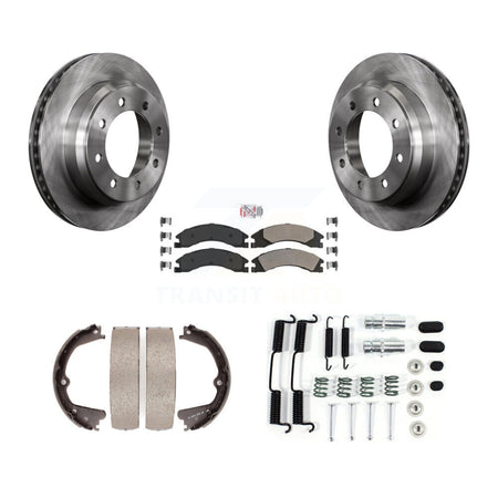 Rear Disc Rotors Semi-Metallic Pads Parking Shoes Hardware Kit For Ford E-350 Super Duty K8A-108672
