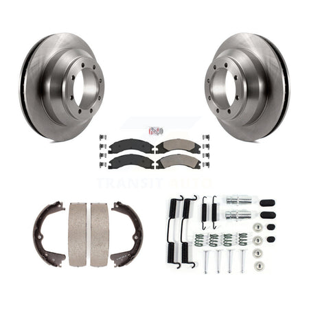 Rear Disc Rotors Semi-Metallic Pads Parking Shoes Hardware Kit For Ford E-350 Super Duty K8A-108675
